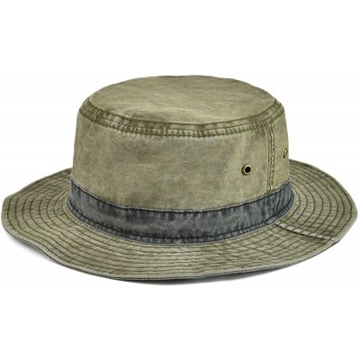 Newsboy Caps Men Washed Cotton Panama Bucket Hat Packable Summer Travel Fishing Boonie Cap - Army Green - C4186L9IZ5W $10.34