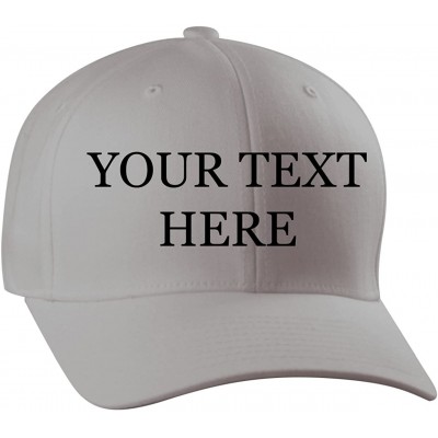 Baseball Caps Custom Embroidered Flexfit 6277 Baseball Hat - Personalized - Your Text Here - Silver - C418C8G2HY3 $18.03