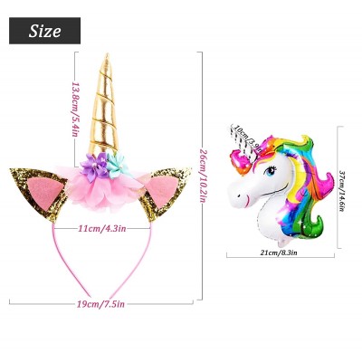 Headbands Headband Pack Shiny Headbands Halloween - 8 Gold Unicorn - CY1889DHQH0 $22.70