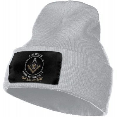 Skullies & Beanies Unisex 3D Knitted Hat Skull Hat Beanie Cap - Freemason - I Always Look to The East - Gray - CV18NERAX2R $1...