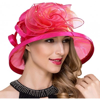 Bucket Hats Lady Church Derby Dress Cloche Hat Fascinator Floral Tea Party Wedding Bucket Hat S051 - S043-rose - CR18R8A74M4 ...