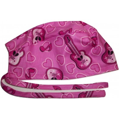 Skullies & Beanies Scrub Hat Guitars on Pink Hearts Music Cotton Fabric Cap Do-Rag Skull - CW18KZXDQ8K $19.24