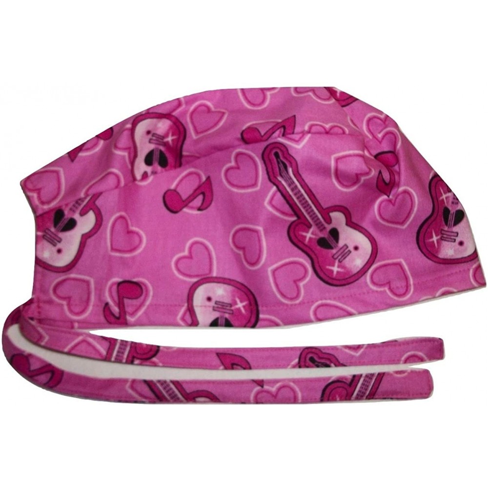 Skullies & Beanies Scrub Hat Guitars on Pink Hearts Music Cotton Fabric Cap Do-Rag Skull - CW18KZXDQ8K $19.24