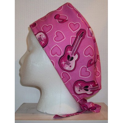 Skullies & Beanies Scrub Hat Guitars on Pink Hearts Music Cotton Fabric Cap Do-Rag Skull - CW18KZXDQ8K $19.24