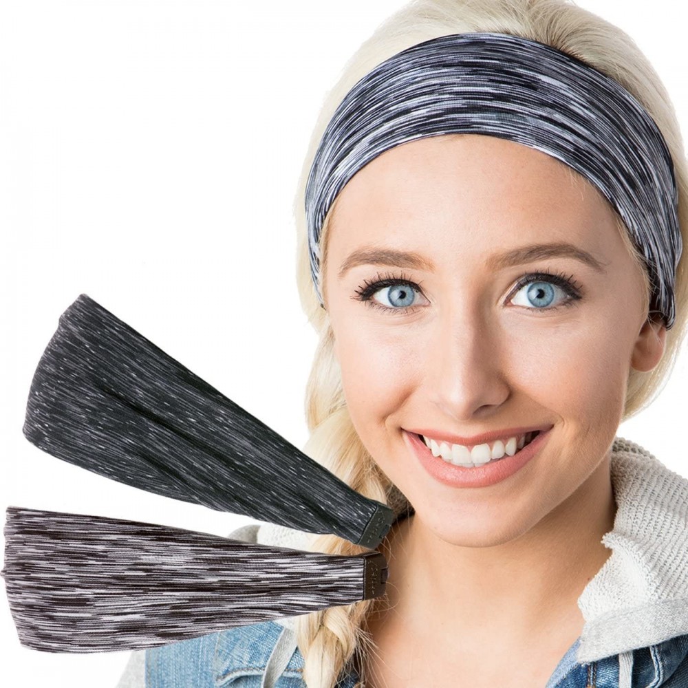 Headbands Xflex Space Dye Adjustable & Stretchy Wide Headbands for Women - Space Dye Black & Grey - C3182GDM538 $18.82