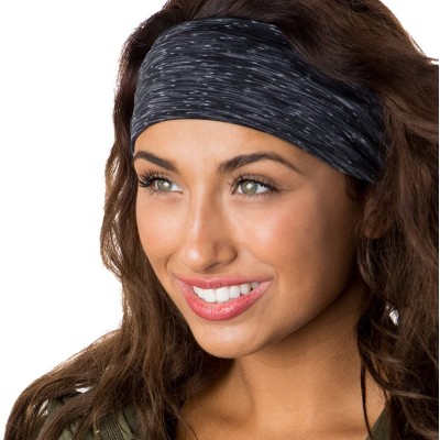 Headbands Xflex Space Dye Adjustable & Stretchy Wide Headbands for Women - Space Dye Black & Grey - C3182GDM538 $18.82