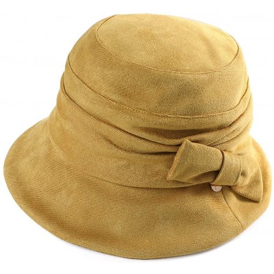 Bucket Hats 1920 Vintage Cloche Bucket Hat Ladies Church Derby Party Fashion Winter 55-59CM - 99088_yellow - CZ18KC2OHMU $24.64