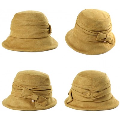 Bucket Hats 1920 Vintage Cloche Bucket Hat Ladies Church Derby Party Fashion Winter 55-59CM - 99088_yellow - CZ18KC2OHMU $24.64