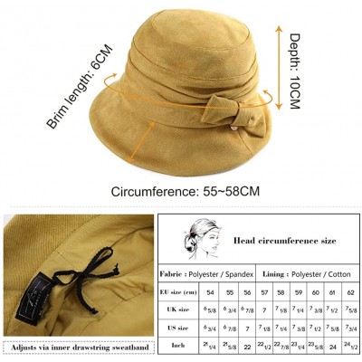 Bucket Hats 1920 Vintage Cloche Bucket Hat Ladies Church Derby Party Fashion Winter 55-59CM - 99088_yellow - CZ18KC2OHMU $24.64