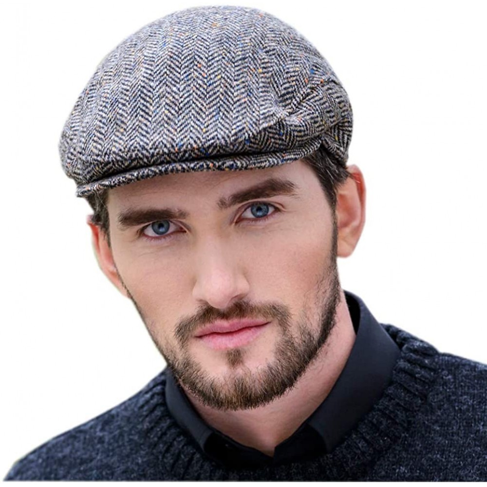 Newsboy Caps Trinity- Ivy Cap- Herringbone Design- Made in Ireland- Gray - CZ18E5QTL5C $35.47