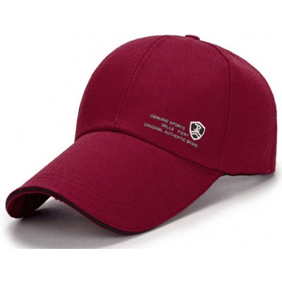 Sun Hats Unisex Baseball Cap Hat Plain Adjustable Lengthen - Redwine - CP18SRI5AWC $8.64