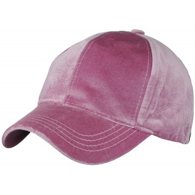 Baseball Caps Unisex Soft Velvet Crushable Blank Adjustable Baseball Cap Hat - Rose - CJ187DSRCRO $14.08