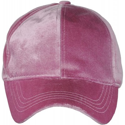 Baseball Caps Unisex Soft Velvet Crushable Blank Adjustable Baseball Cap Hat - Rose - CJ187DSRCRO $14.08