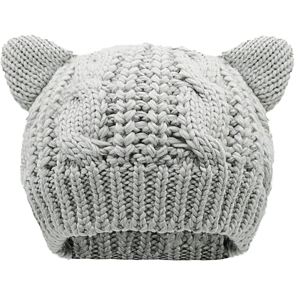 Skullies & Beanies Women's Hat Cat Ear Crochet Braided Knit Caps - Light Grey - C11857H6KD6 $11.82