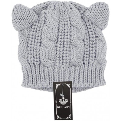 Skullies & Beanies Women's Hat Cat Ear Crochet Braided Knit Caps - Light Grey - C11857H6KD6 $11.82