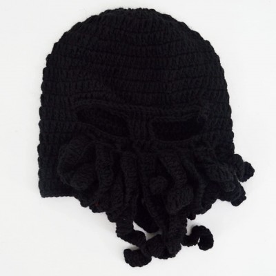 Skullies & Beanies Winter Warm Knitted Octopus Hat Unisex Funny Octopus Mask with Tentacles - Black - C51862DL3LQ $11.21