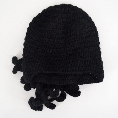 Skullies & Beanies Winter Warm Knitted Octopus Hat Unisex Funny Octopus Mask with Tentacles - Black - C51862DL3LQ $11.21