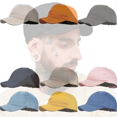 Baseball Caps Short Bill Baseball Cap Plain Hiphop Dad Hat Cooling Trucker Hat - Rd02-orange - CB196R9YCIY $12.52