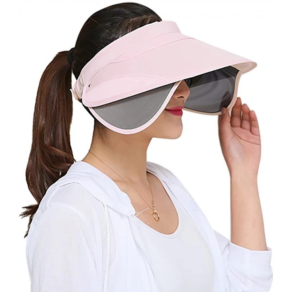 Sun Hats Womens Sun Hats with Retractable Visor Wide Brim Plastic Sun Visor UV Protection Summer Beach Fishing Hat Cap - CB18...