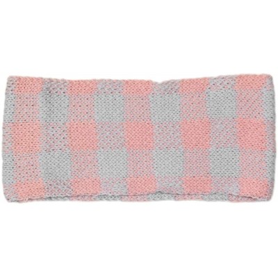 Headbands Women's Winter Knitted Headband Ear Warmer Head Wrap (Flower/Twisted/Checkered) - Checkered-pink - CC18HD728HH $10.51