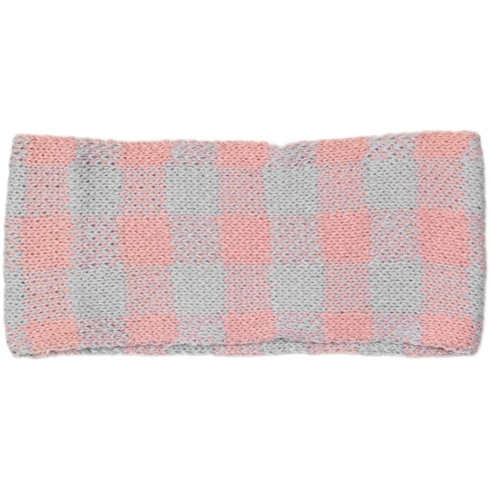 Headbands Women's Winter Knitted Headband Ear Warmer Head Wrap (Flower/Twisted/Checkered) - Checkered-pink - CC18HD728HH $10.51