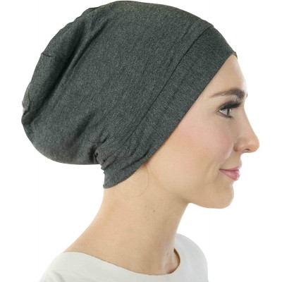 Skullies & Beanies Satin Lined Sleep Cap Slouchy Beanie Slap Hat for Natural Curly Girls and Frizzy Hair Cap for Women - Grey...