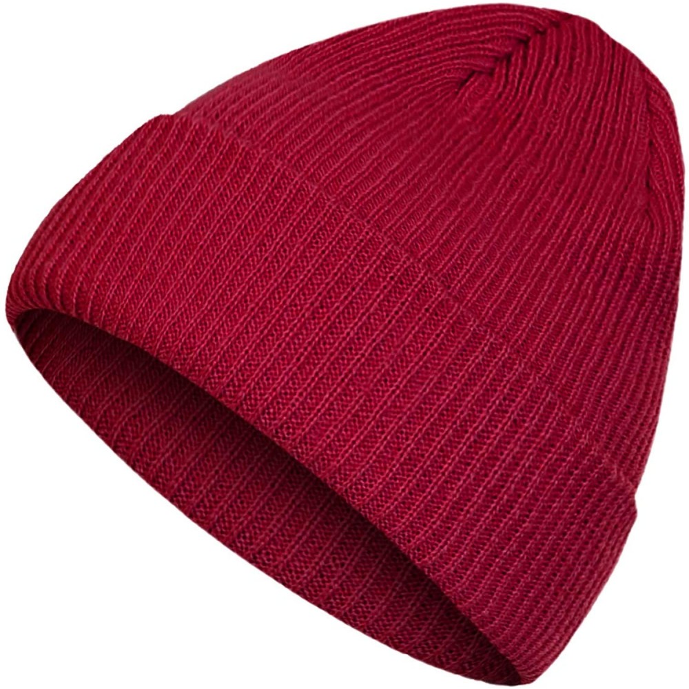 Skullies & Beanies Women's Casual Winter Acrylic Knit Beanie for Men and Women - A Burgundy - CJ193QDKUN3 $9.27