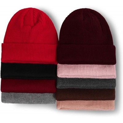 Skullies & Beanies Women's Casual Winter Acrylic Knit Beanie for Men and Women - A Burgundy - CJ193QDKUN3 $9.27