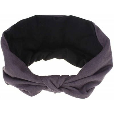 Headbands Women Stretch Headbands Solid Wide Hair Wrap Accessories Knot Headband - Gray&black - C518NN6T466 $7.79