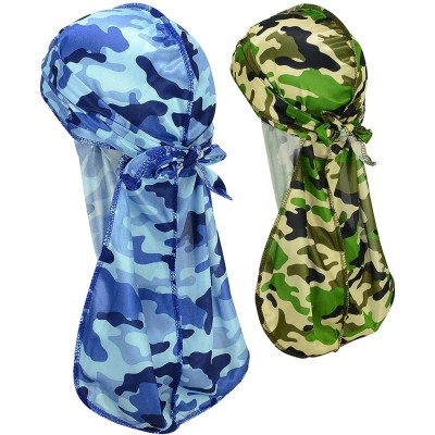 Skullies & Beanies Satin Silky Durag Long Tail Headwraps Soft Beanies for Men Women - Camouflage Set 2 - CS18UUNUCO2 $9.00