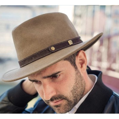 Fedoras Classic Traveller II Wool Felt Fedora Hat Packable Water Repellent - Camel - C711CRAO021 $35.71