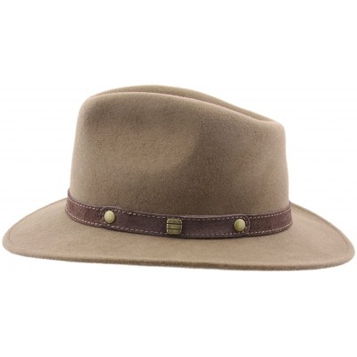 Fedoras Classic Traveller II Wool Felt Fedora Hat Packable Water Repellent - Camel - C711CRAO021 $35.71