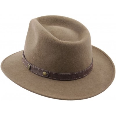 Fedoras Classic Traveller II Wool Felt Fedora Hat Packable Water Repellent - Camel - C711CRAO021 $35.71