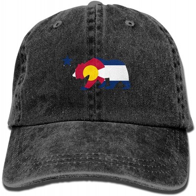 Skullies & Beanies Colorado State Flag Over California Bear Adult Sport Adjustable Baseball Cap Cowboy Hat - Black - CE185UGX...