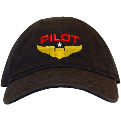 Baseball Caps Pilot with Wings Low Profile Baseball Cap - Black - CI12K01RO4F $15.25
