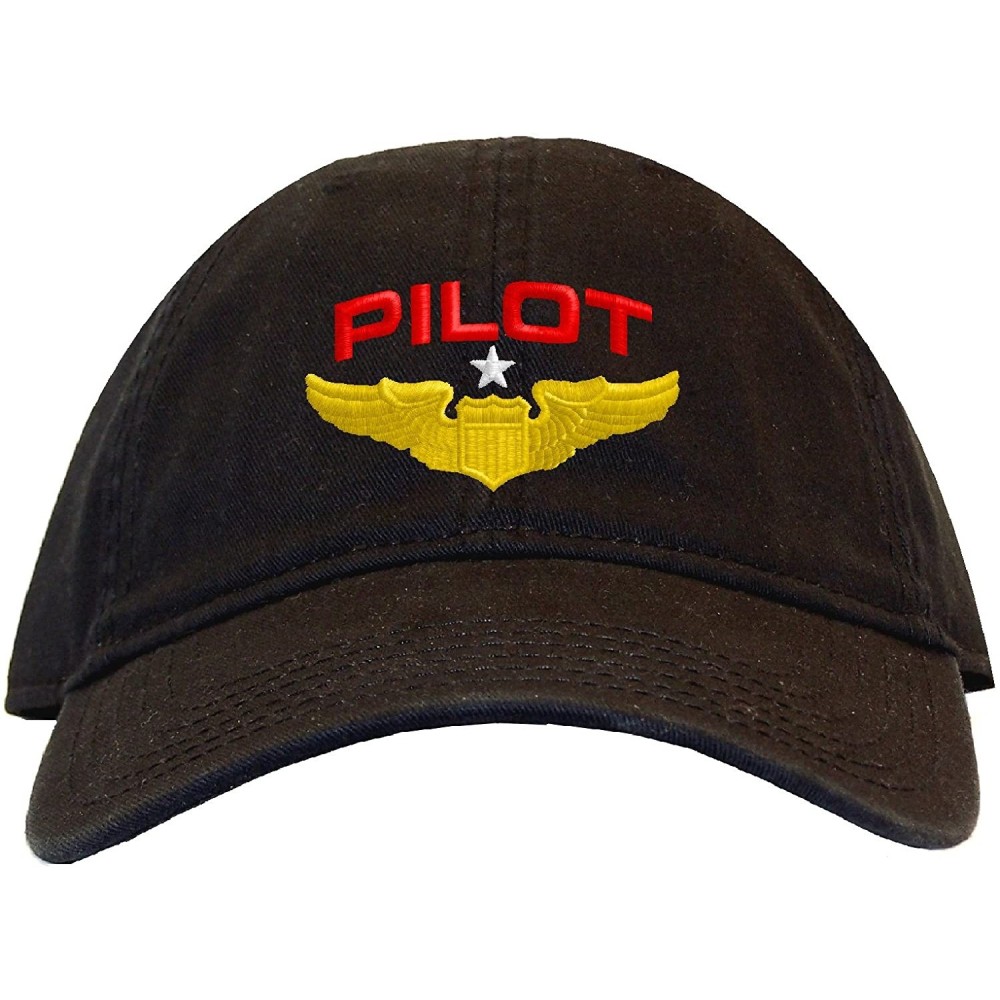 Baseball Caps Pilot with Wings Low Profile Baseball Cap - Black - CI12K01RO4F $15.25