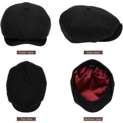 Newsboy Caps Newsboy Hats Men Flat Cap Gatsby Snap Classic Herringbone Twill Vintage 8 Panel Hat - Black - CW19856GSIC $13.28