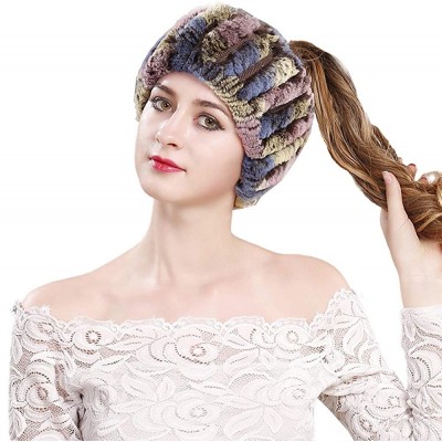 Cold Weather Headbands Rabbit Fur Headband - Winter Knit Neck Warmer Real Fur Headbands Women Scarf Muffler - Colorful 6 - C1...