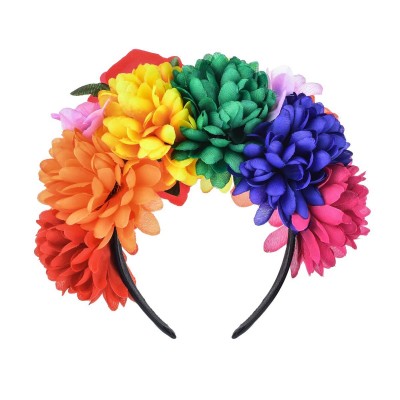 Headbands Day of the Dead Flower Crown Festival Headband Rose Mexican Floral Headpiece HC-23 (A-Rainbow Headband) - C018LOROE...