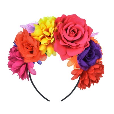 Headbands Day of the Dead Flower Crown Festival Headband Rose Mexican Floral Headpiece HC-23 (A-Rainbow Headband) - C018LOROE...