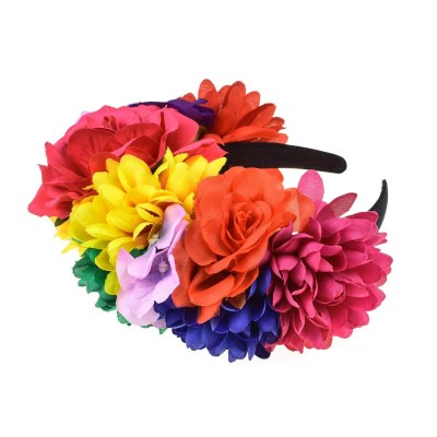 Headbands Day of the Dead Flower Crown Festival Headband Rose Mexican Floral Headpiece HC-23 (A-Rainbow Headband) - C018LOROE...