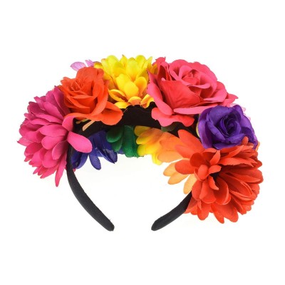 Headbands Day of the Dead Flower Crown Festival Headband Rose Mexican Floral Headpiece HC-23 (A-Rainbow Headband) - C018LOROE...