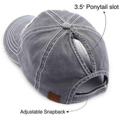 Baseball Caps Exclusives Hatsandscarf Washed Distressed Cotton Denim Ponytail Hat Adjustable Baseball Cap (BT-761) - C218RK2U...