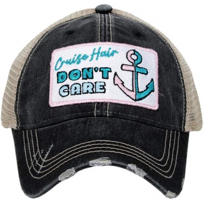 Baseball Caps Cruise Hair Don't Care Baseball Hat - Trucker Hat for Women - Stylish Cute Ball Cap - Black - CL197H9A3U6 $18.63