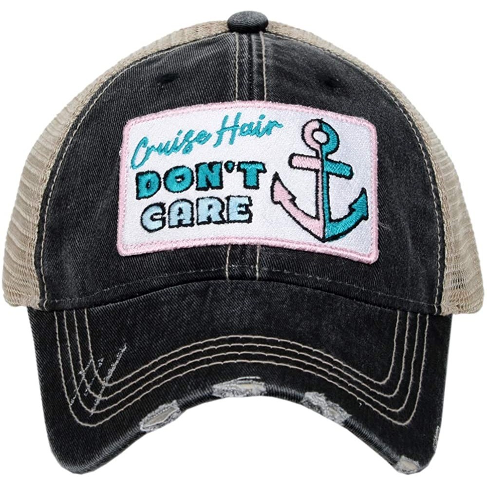 Baseball Caps Cruise Hair Don't Care Baseball Hat - Trucker Hat for Women - Stylish Cute Ball Cap - Black - CL197H9A3U6 $18.63