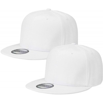 Baseball Caps Classic Snapback Hat Cap Hip Hop Style Flat Bill Blank Solid Color Adjustable Size - 2pcs White & White - CJ195...