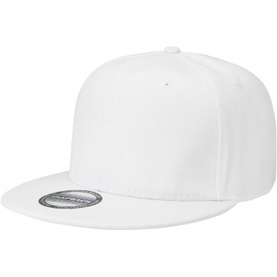 Baseball Caps Classic Snapback Hat Cap Hip Hop Style Flat Bill Blank Solid Color Adjustable Size - 2pcs White & White - CJ195...
