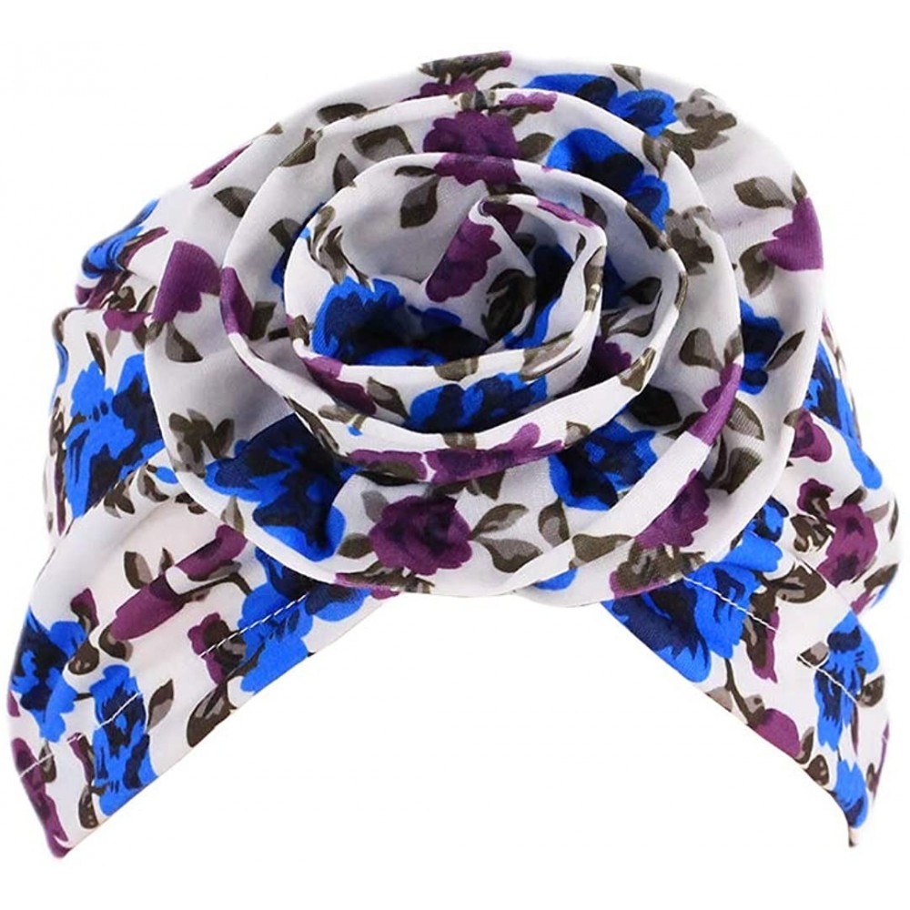 Skullies & Beanies Women Pleated Twist Turban African Printing India Chemo Cap Hairwrap Headwear - Blue&purple - C018U7G89ZY ...