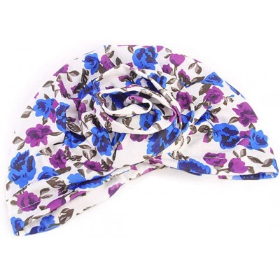 Skullies & Beanies Women Pleated Twist Turban African Printing India Chemo Cap Hairwrap Headwear - Blue&purple - C018U7G89ZY ...