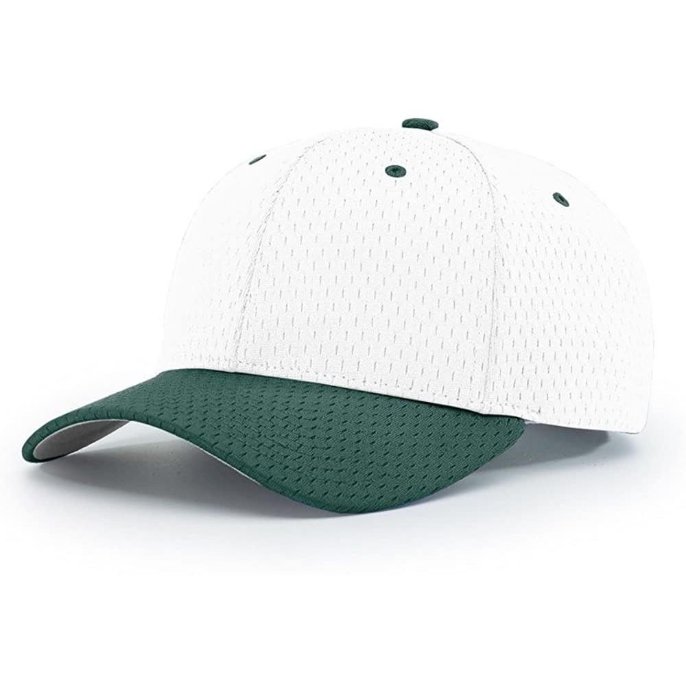 Baseball Caps 414 Pro Mesh Adjustable Blank Baseball Cap Fit Hat - White/Dark Green - CU1873ZNLHD $9.06